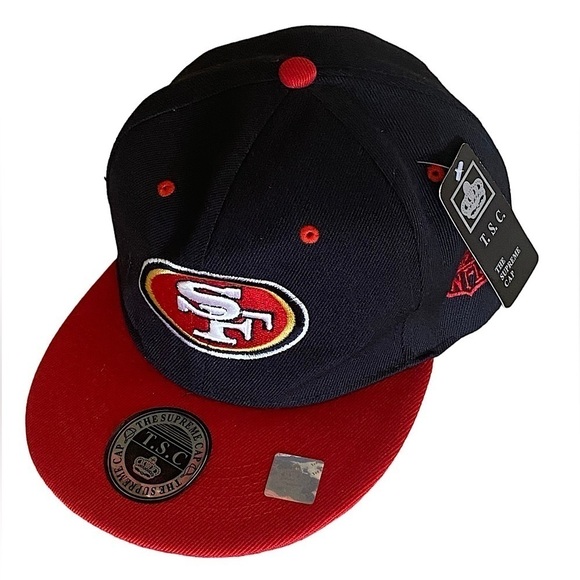 NFL San Francisco 49ers The Supreme Cap Snap Back Flat Bill NFL Red Black NWT OS - Picture 1 of 7